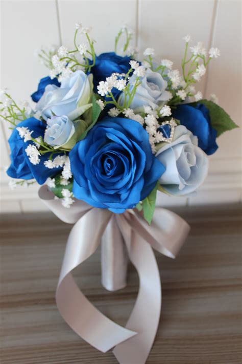Royal Blue Light Blue And White Silk Wedding Flowers — Silk Wedding