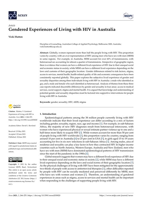 pdf gendered experiences of living with hiv in australia