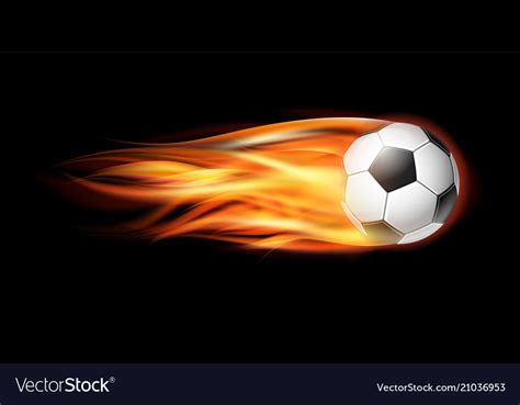 Flying Football Or Soccer Ball On Fire Royalty Free Vector