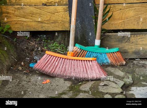 Brooms In A Garden Stock Photo Alamy