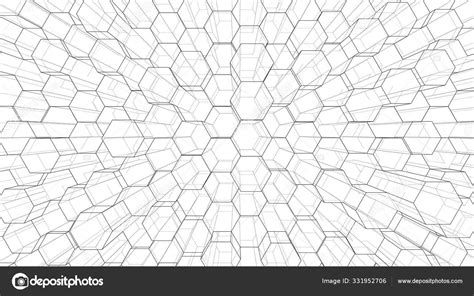 Abstract Background Of Hexagons Outline Vector — Stock Vector