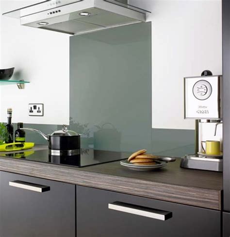 Metallic Silver Glass Splashback Contemporary Kitchen