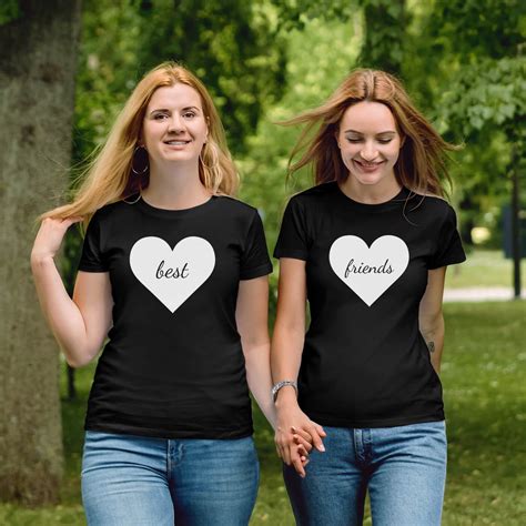 Best Friends T Shirts Heart Friends 2 Pack Matching Bff Shirts