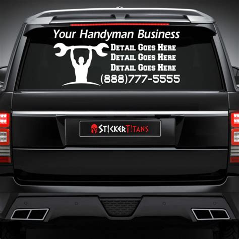 Custom Handyman Rear Window Decal Car Truck Van Vehicle Sticker