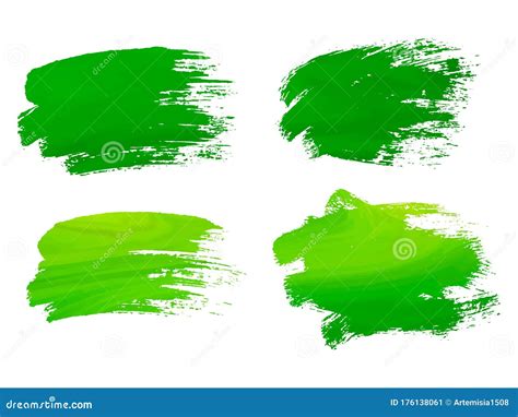 Abstract Watercolor Green Brush Strokes Isolated On White Creative