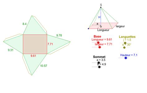 Patrons Dynamiques De Pyramides à Base Rectangulaire Geogebra