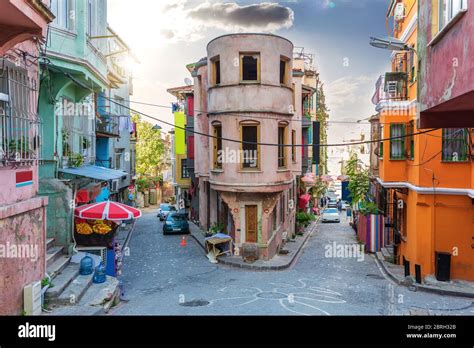 Istanbul Old Streets In Balat District Turkey Stock Photo Alamy