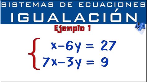 Sistemas de ecuaciones lineales 2x2 Método de igualación Ejemplo 1