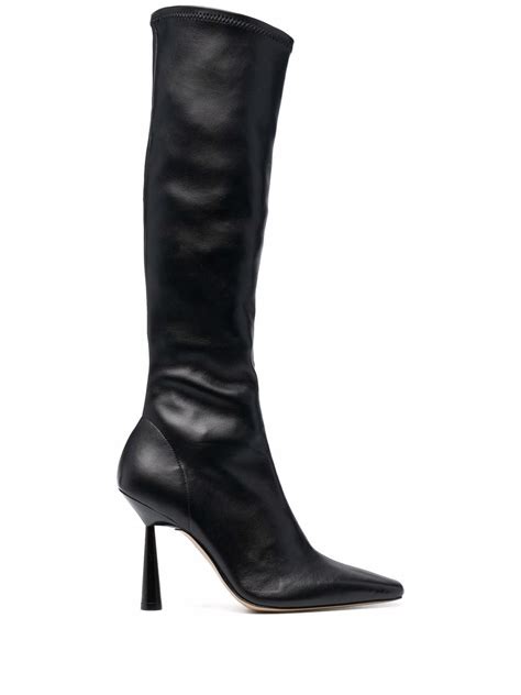 Gia Borghini Rosie Pointed Over The Knee Boots In Black Modesens