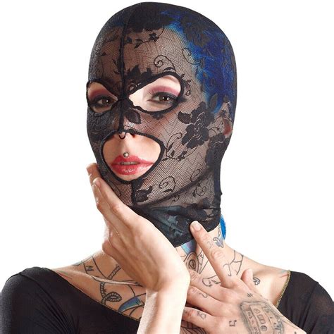 Kopfmaske Bondage Fetisch SM BDSM Spitze Maske Mundöffnung Loch Haube schwarz eBay