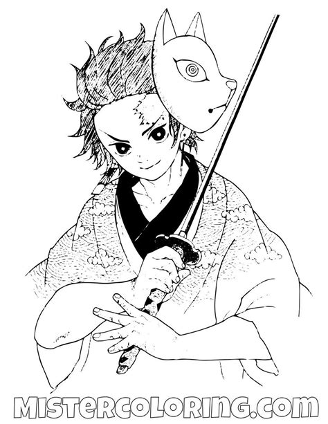 Download Or Print This Amazing Coloring Page Tanjiro Kamado With Sword