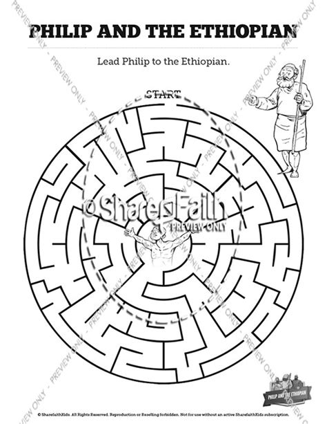 Acts 8 Philip And The Ethiopian Sunday School Coloring Pages Sunday