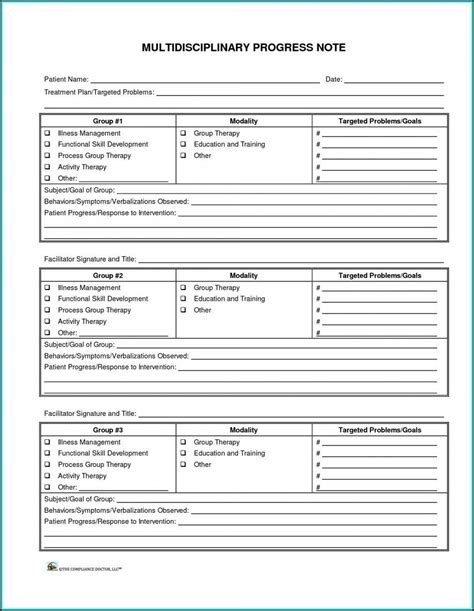Free Psychotherapy Progress Note Template Pdf Printable Templates