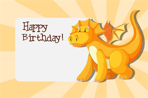 Dragon On Birthday Template 594873 Vector Art At Vecteezy