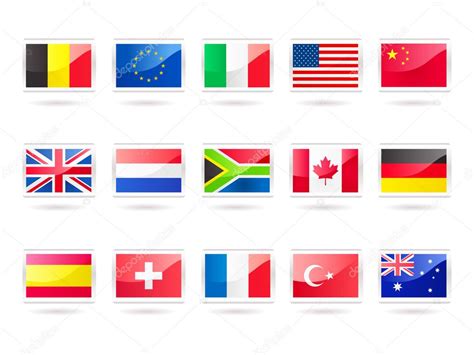 Sleek Glossy Flags Icons — Stock Vector © Totallyjamie 71570629