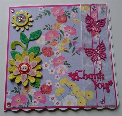 3d Luxury Handmade Card Thank You Cerise Pink B Folksy