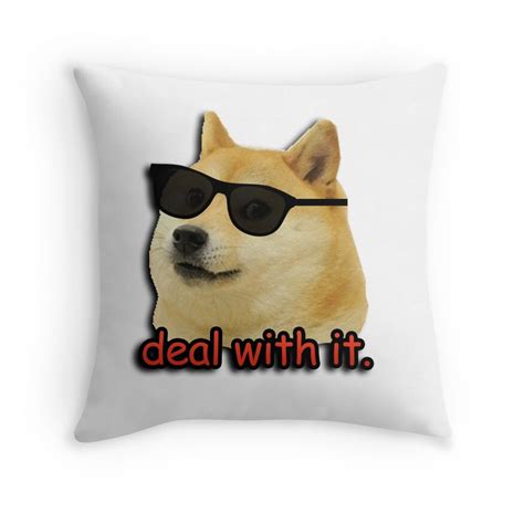 Doge Deal With It Dog Meme Throw Pillows By Gilbertop Redbubble