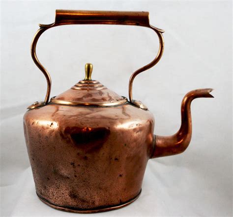 Stationary Handle Copper Tea Kettle Circa 1880 For Sale Antiques