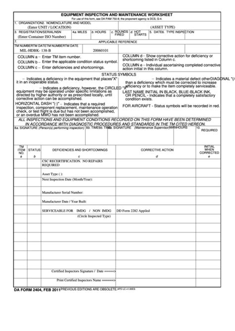 Fillable Da Form 2404 Printable Forms Free Online