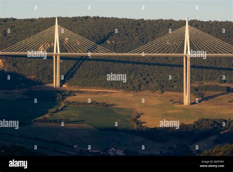 Europe France Aveyron Millau Suspension Bridge Stock Photo Alamy