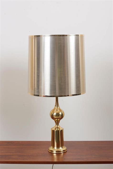 Huge Pair Of Hollywood Regency Design Table Lamps In Brass With