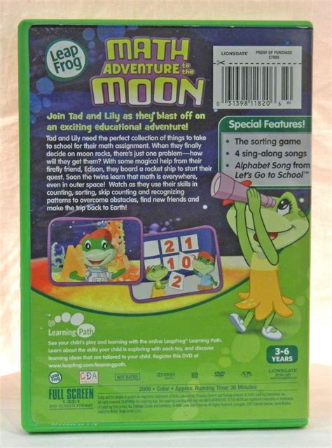 Leap Frog Math Adventure To The Moon Full Screen Dvd Ebay