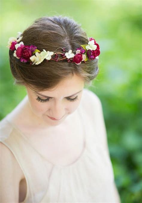 Rustic Wedding Bridal Hair Accessory Floral Headpiece Burgundy Flower