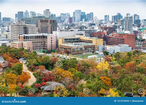 Aerial View Of Osaka City With Colorful Park Editorial Photo Image Of