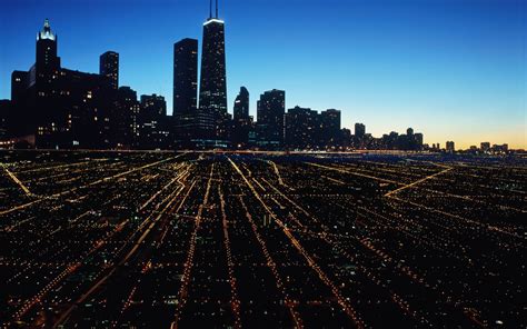 518201 Chicago Highway Road Long Exposure Night Cityscape Vignette