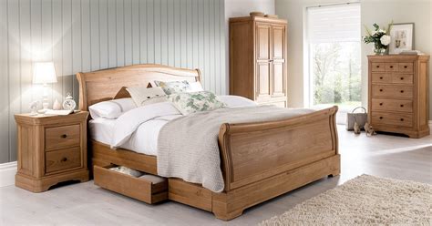 Carmen Oak Sleigh Bed With Storage Love Home Living