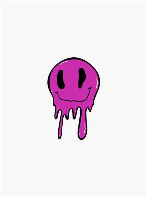 Purple Drippy Smiley Face Sticker For Sale By Smileyface8 Redbubble