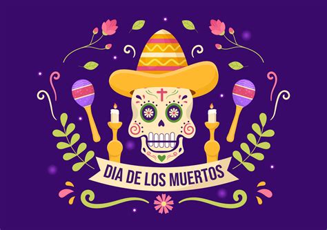 Dia De Los Muertos Or Day Of The Dead Template Hand Drawn Cartoon Flat