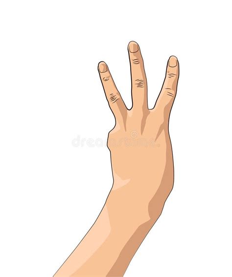 Cartoon Hand Showing Three Fingers Stock Vector Illustration Of