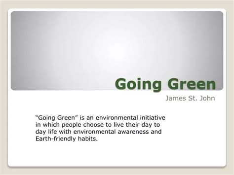 Ppt Going Green Powerpoint Presentation Free Download Id2745238