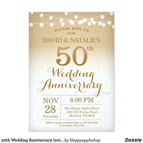50th Wedding Anniversary Invitation Gold In 2019 50th Wedding