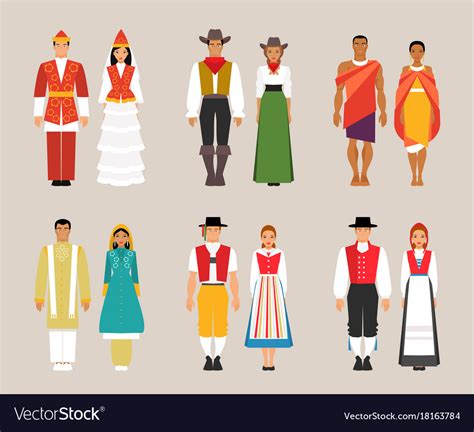 Collection National Costumes Royalty Free Vector Image