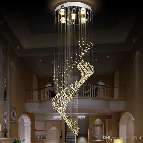 2019 Modern Luxury Crystal Spiral Chandelier Led Crystal Long Staircase