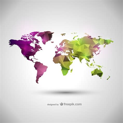Free Vector Green And Purple Polygonal World Map