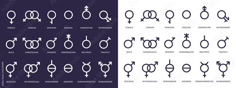 Vecteur Stock Gender Symbol Icons Genderqueer Transgender And Lesbian