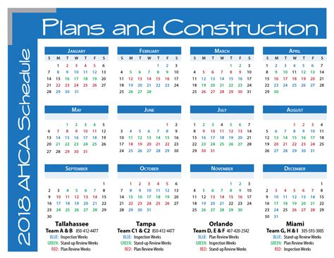 Ahca Plans And Construction 2018 Schedule Calendar