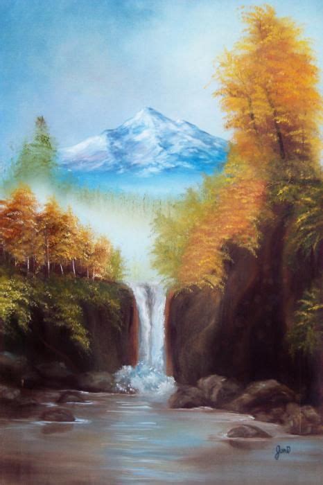 Mountain Majesty By Joni Mcpherson Waterfall Landscape Bob Ross