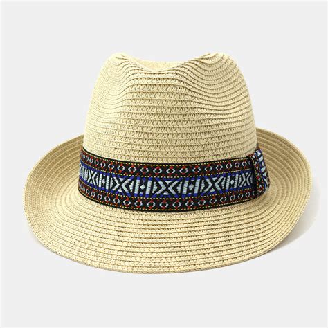 Men Sunscreen Travel Beach Sun Hat British Style Seaside Jazz Hat Straw