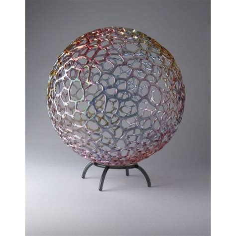 Bandhu Dunham Rainbow Mottled Sphere Glass Sculpture