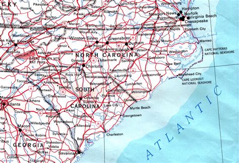Mapa De Carreteras De Carolina Del Norte Tamaño Completo Ex