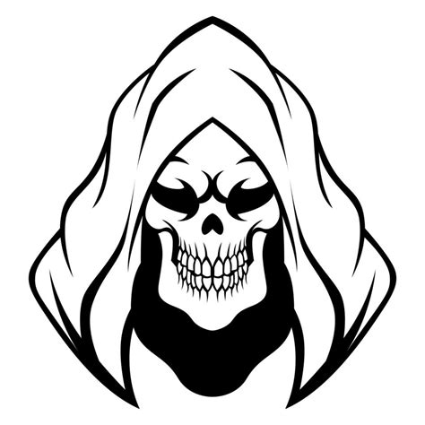 Reaper Skull Head Black And White Logo Vector Mascot Template 20539738 Vector Art At Vecteezy