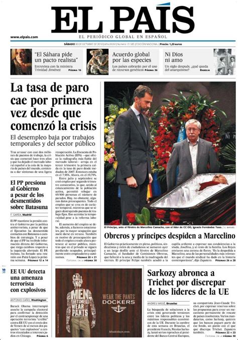 Founded in 1976, it is a reference in information, independence and innovation. Portada del periódico El País (España). Todos los periódicos de España. Edición de sábado, 30 de ...