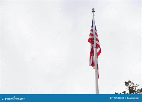 American Flag Down With No Wind Stock Image Image Of American
