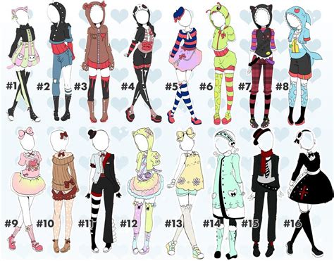 cute outfit batch 2 open 1 16 anime outfits drawing clothes drawing anime clothes