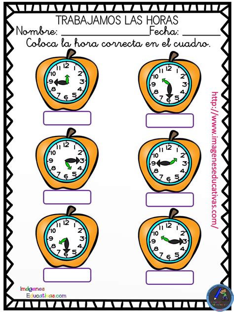 Fichas Horas Relojes Analogico 9 Imagenes Educativas
