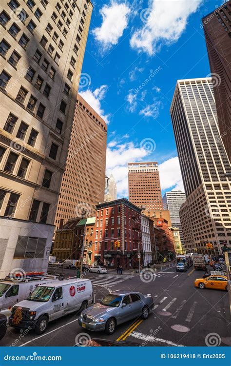 Water Street And Broad Street In Lower Manhattan Nyc Editorial Stock